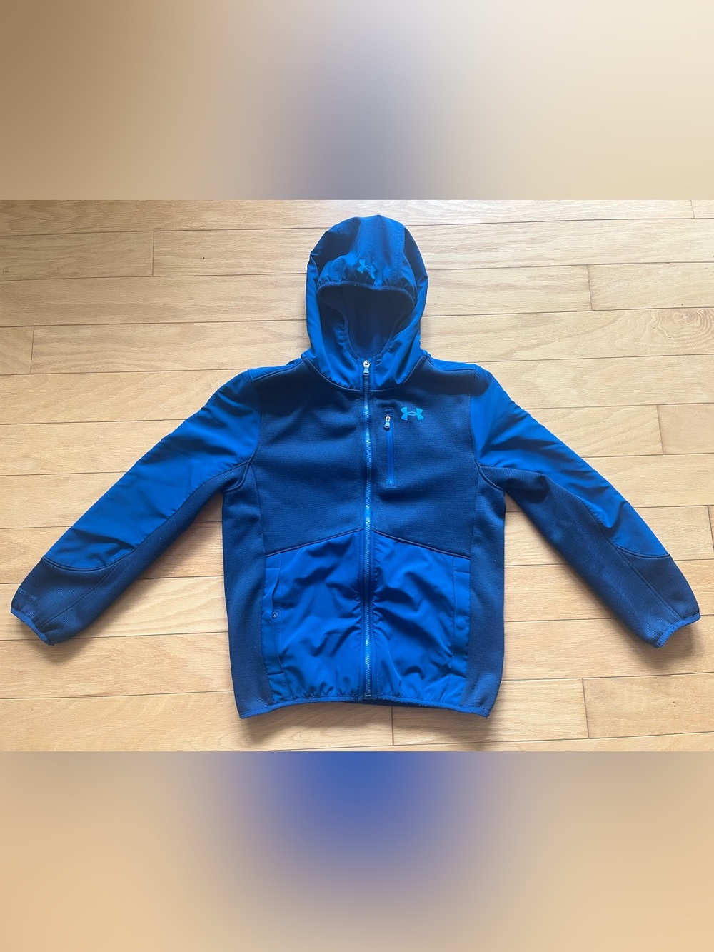 Under Armour Youth Boys Blue Hooded Full-Zip Fleece-Lined Jacket - Size YMD